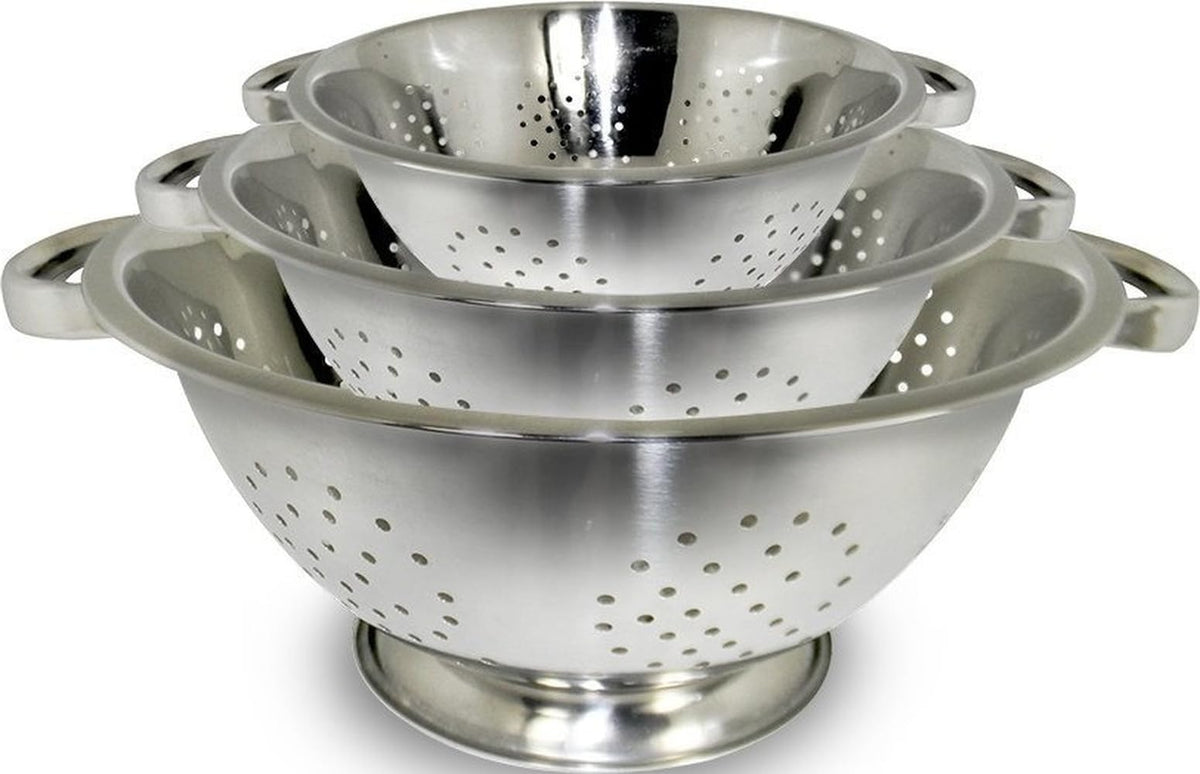 ExcelSteel Colander Set Stainless Steel | Nesting Design | Mirror Polished | Oversized Handles | 1-4 Quart, Set of 3