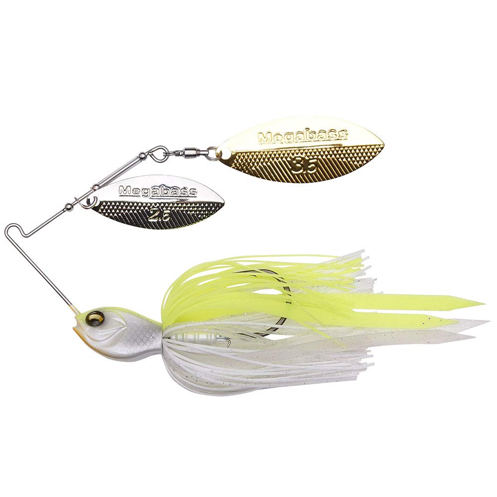 Megabass SV-3 Double Willow Spinnerbait - White Chart, 1/2 oz