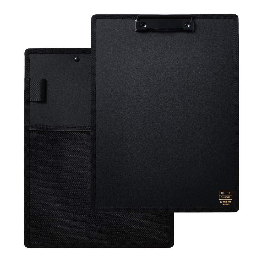 King Jim 5985 All in A4 Clipboard, Short Side, Black