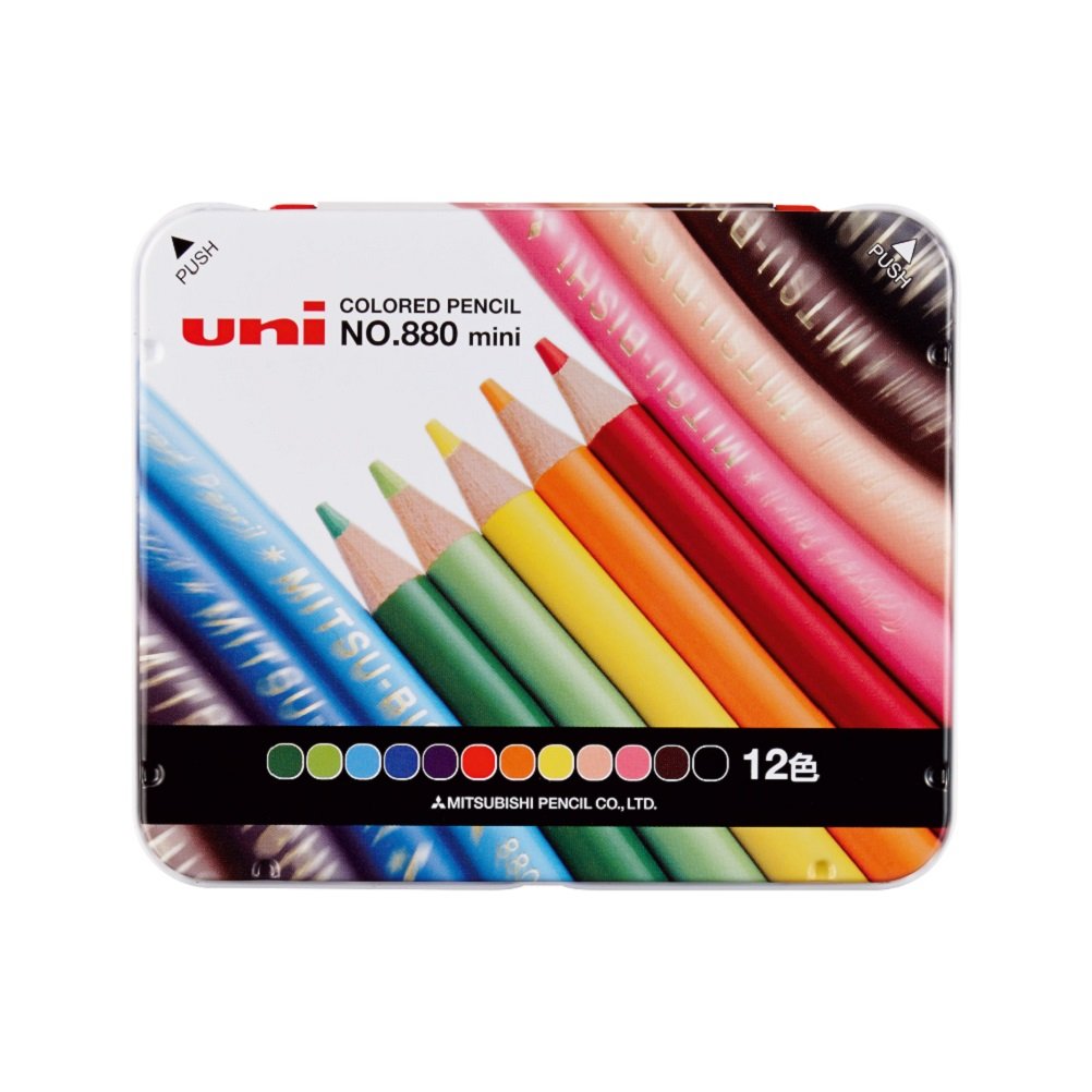 三菱鉛筆 Mitsubishi Pencils K880M12CP Mini Colored Pencils, 880 Elementary School Students, 12 Colors