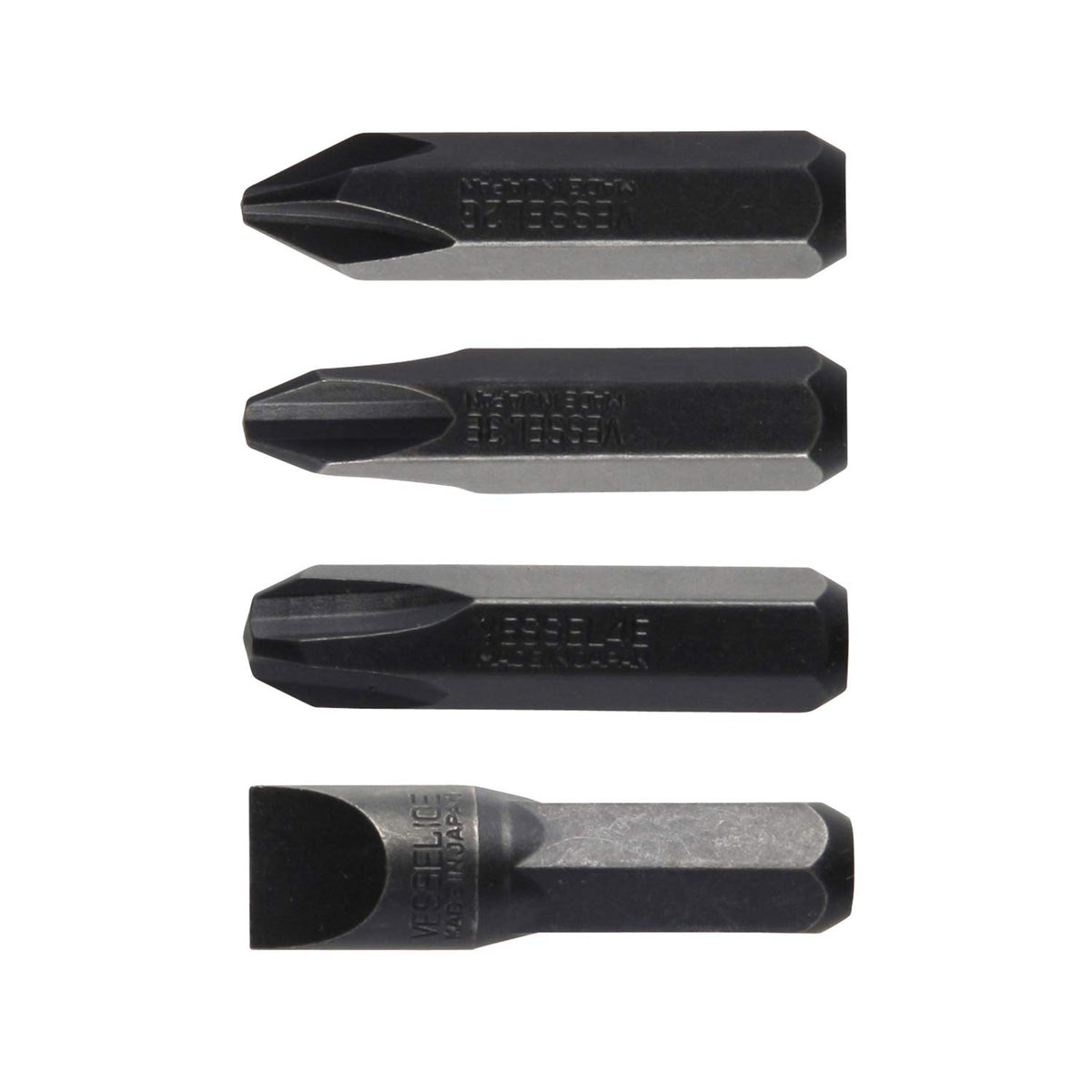 Vessel BS2500 Bit Set, Set of 4, For Impact Drivers