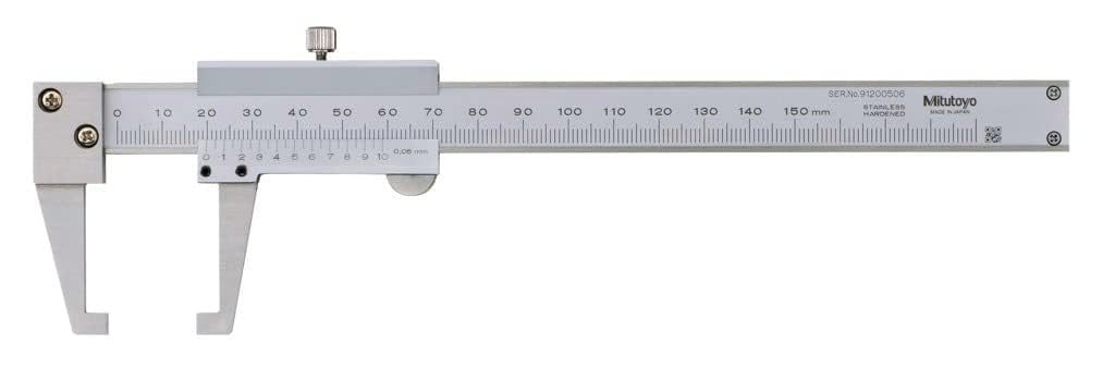 Mitutoyo 536-151 Vernier Caliper, Stainless Steel, Neck Style Jaw, 0-150mm Range, +/-0.05mm Accuracy, 0.05mm Resolution