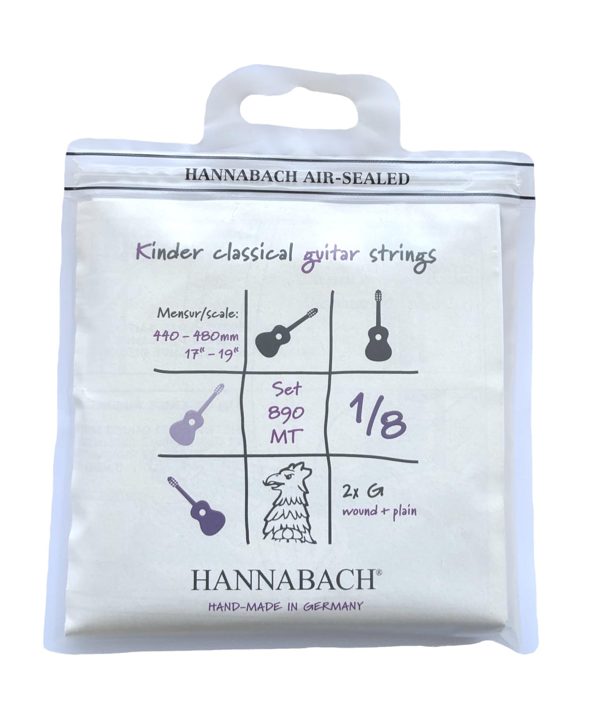 Hannabach 653059 Series 890 Duel 44-48cm Strings for 1/8 Children Classic Guitar