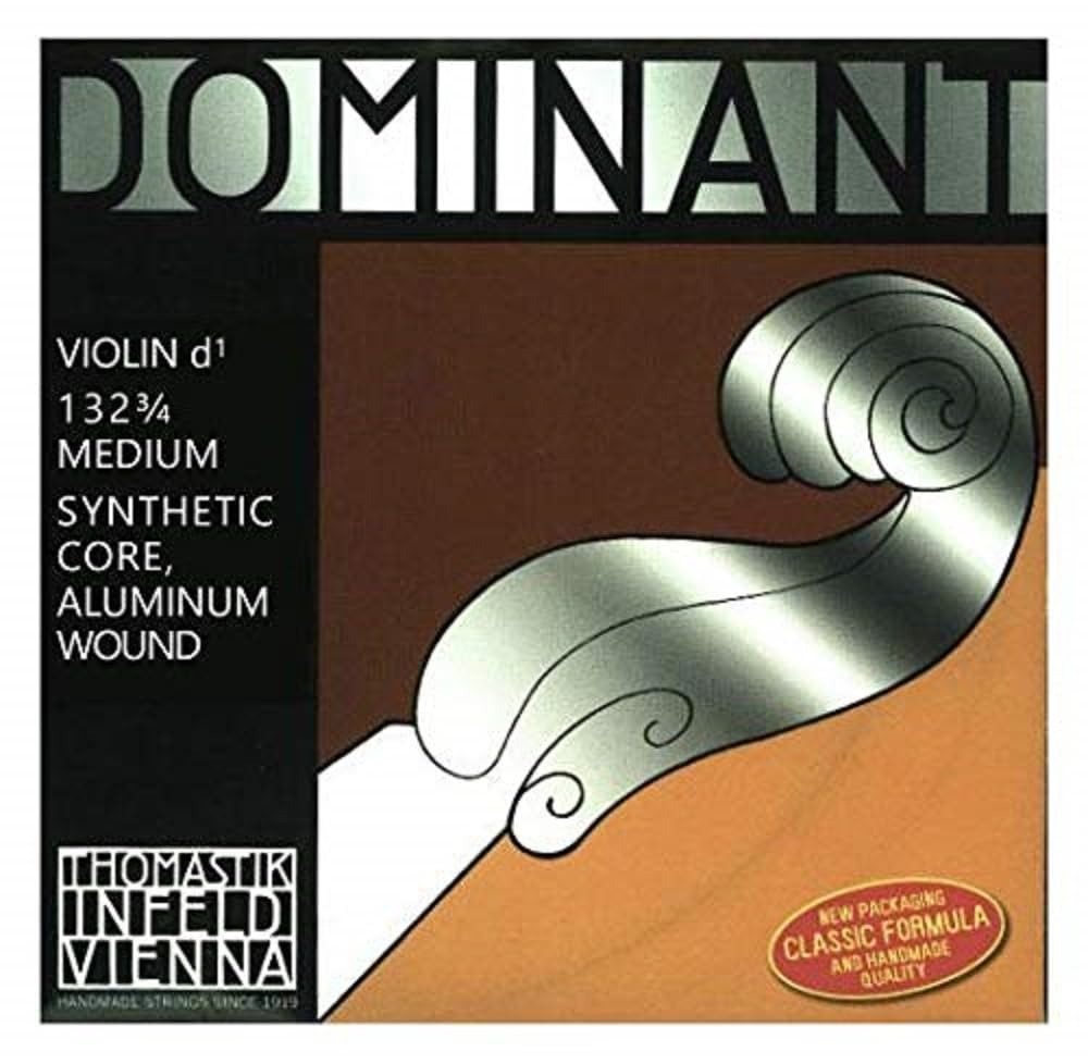 Thomastik-Infeld Dominant Violin D String, 3/4 Size, Medium Tension - 132.34 - Synthetic Core, Aluminum Wound - Clear & Balanced Tone, The Reference Standard for Violin