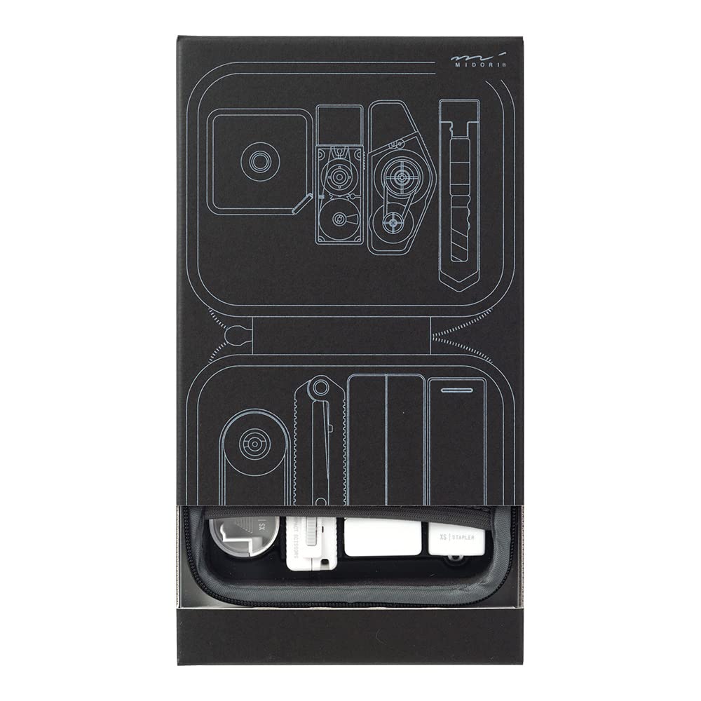 Midori 35458006 Stationery Set, XS, Stationery Kit, 8 Types, Black x White, Midori 70th Anniversary Limited Edition