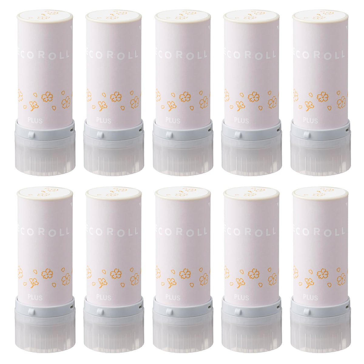 Plus IS-611DR Decorative Roll, 0.4 inch (11 mm) Wide, Flowers, Pale Orange, Set of 10, 40-195 x 10