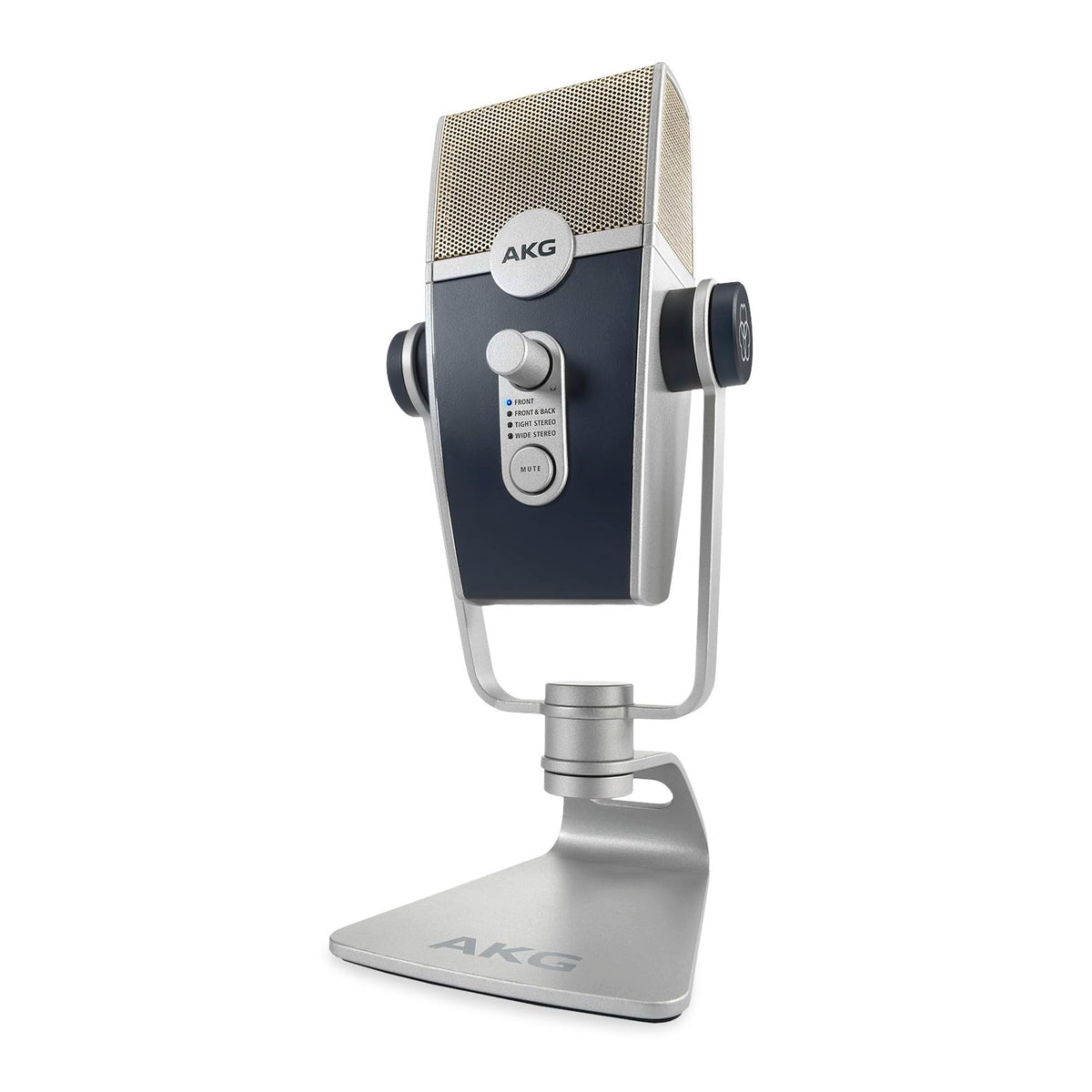 AKG Pro Audio Lyra Ultra-HD USB C Microphone for Recording, Streaming, Gaming, Podcasting, ASMR on PC and Mac, Condenser Mic for Laptop or Computer, Adjustable Stand, Plug and Play – Blue and Silver