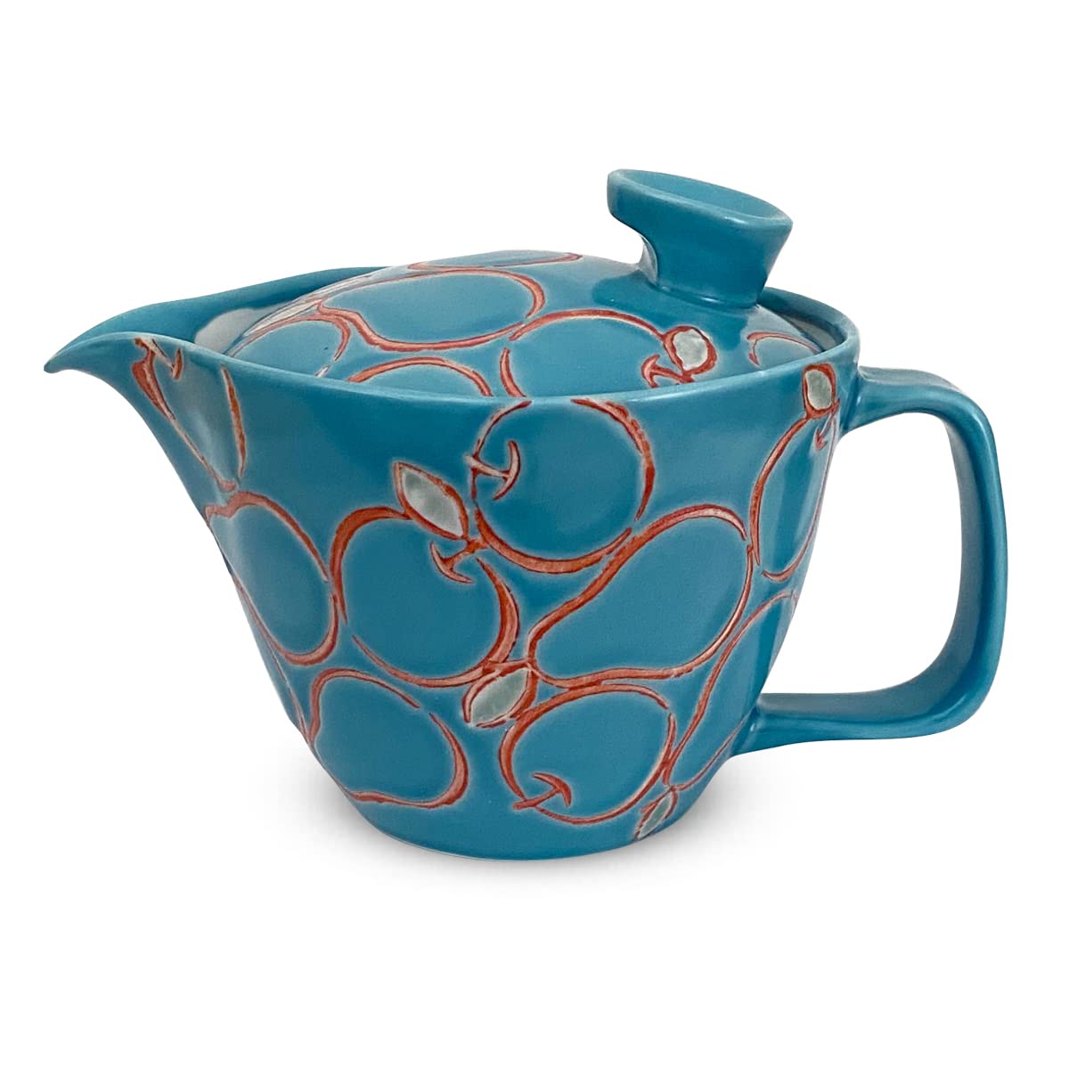 J-kitchens Isayama Kiln Teapot with Tea Strainer, 8.5 fl oz (240 ml), For 1 to 2 People, Hasami Yaki, Made in Japan, Pear Blue