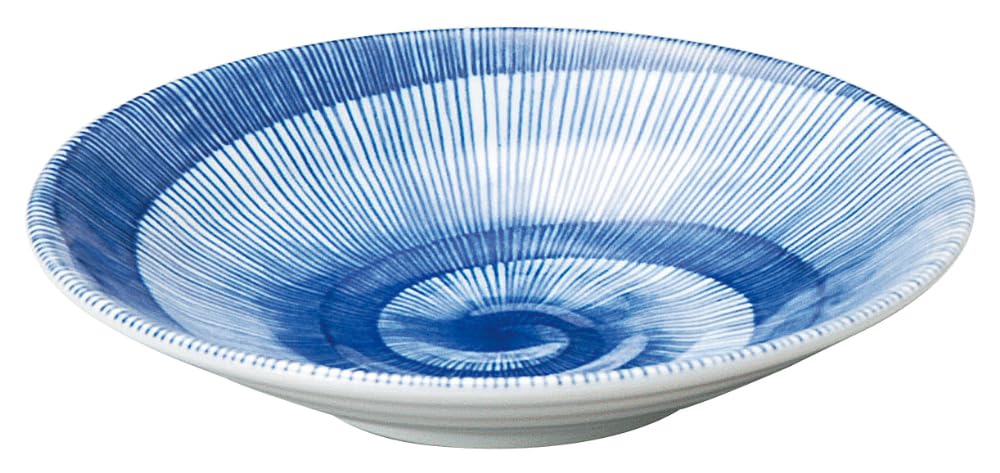 花伝(Kaden) Hanaden Koyo 53181006 Koyo Pottery Indigo Parasol, Ripple, 5.0 Plates, Japanese Tableware, Mino Ware, Dishwasher Safe, Made in Japan