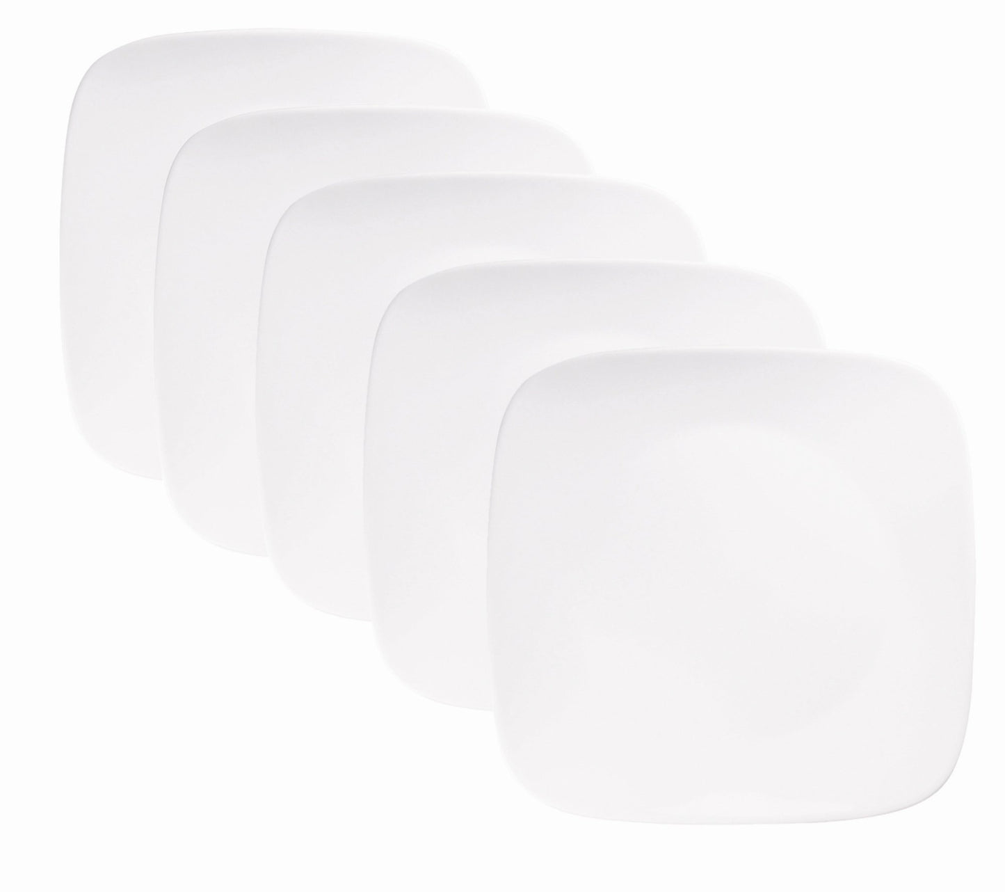 Corelle J2213-N CP-9621 Plate, Plate, Width 10.4 inches (26.5 cm), Shatter-Resistant, Lightweight, Winter Frost White, Square, Platter, Set of 5