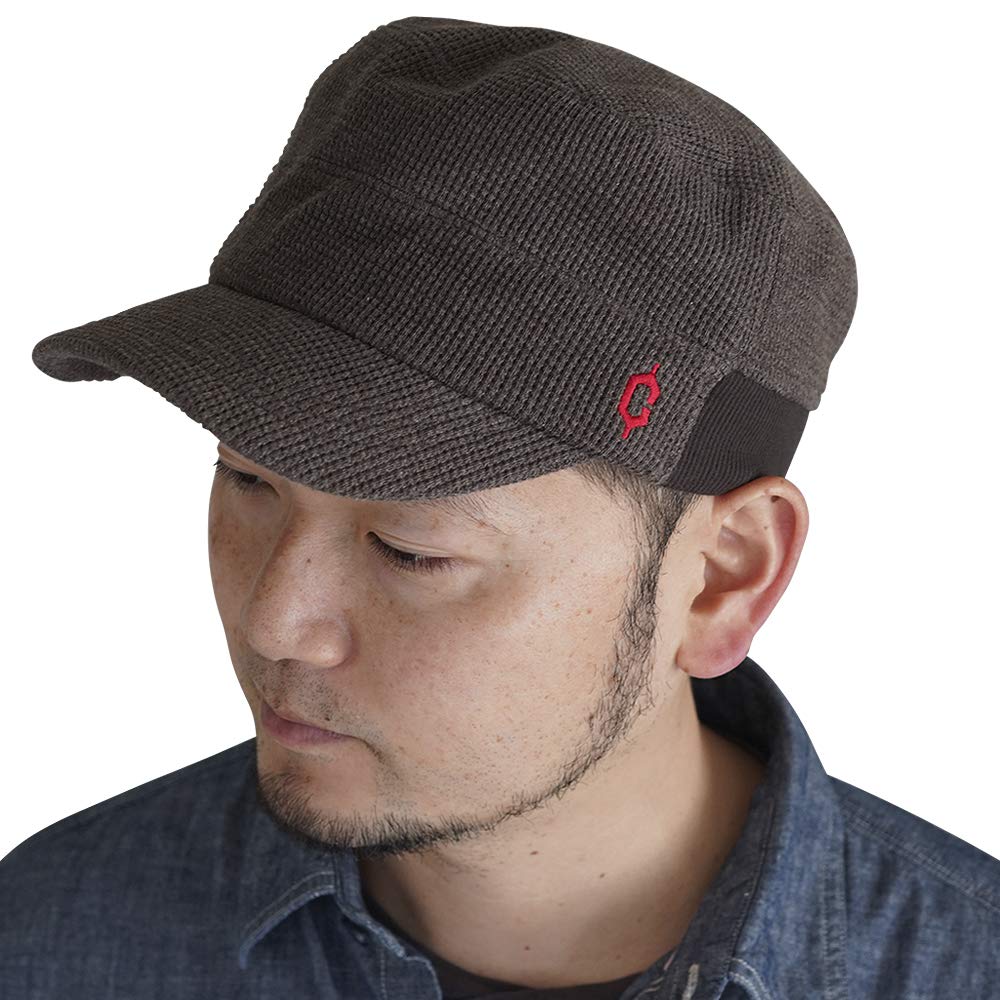 Waffle Rib Sweat Work Cap Hat Cap Unisex Cotton Army Cap Cadet Hat Military Flat Top (Braun, M)