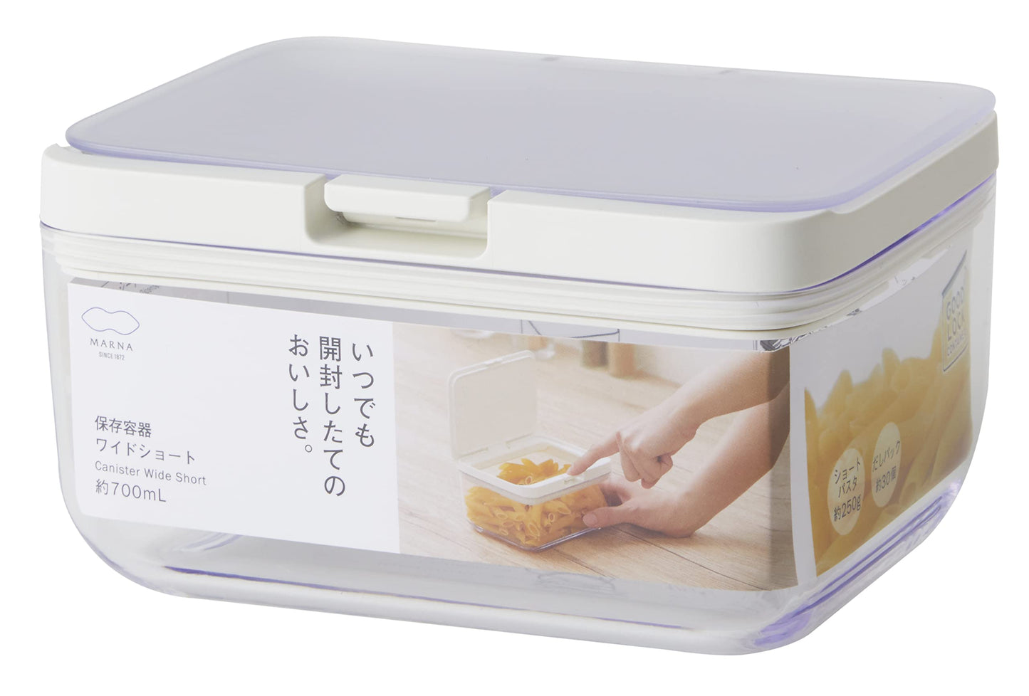 Marna K762CL Storage Container, Wide Short/Clear, Kitchen Storage, Plastic, Ingredients, Condiments, Moisture Resistant, Good Lock Container
