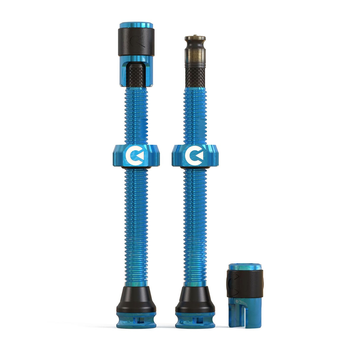 CLIK Valve Tubeless Valve Set, 2.4 inches (60 mm), for Bicycles, Instant Attachment and Removal, Aluminum, Cap Included, Blue