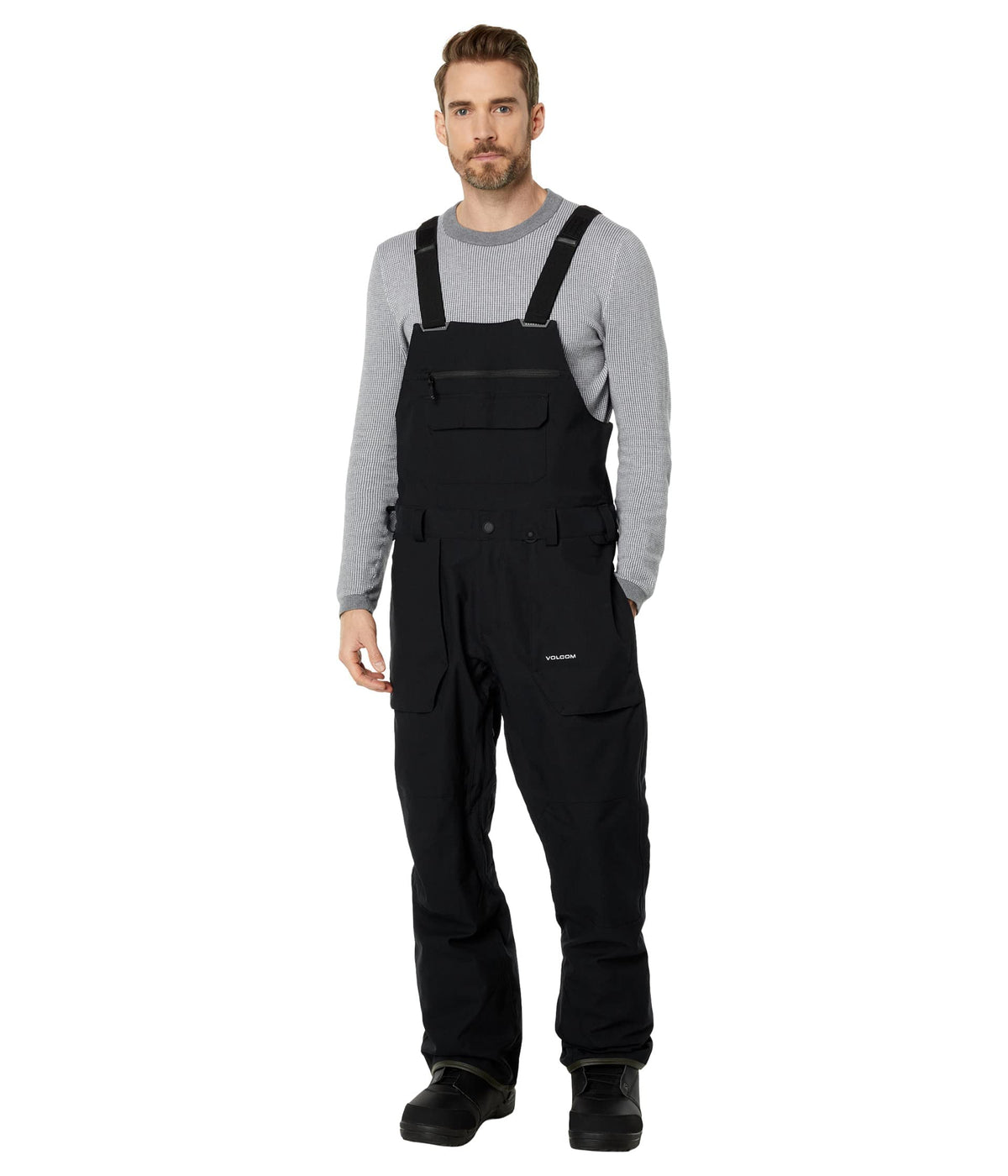 Volcom Men's Roan Bib Snowboard Pants, Black White, Small