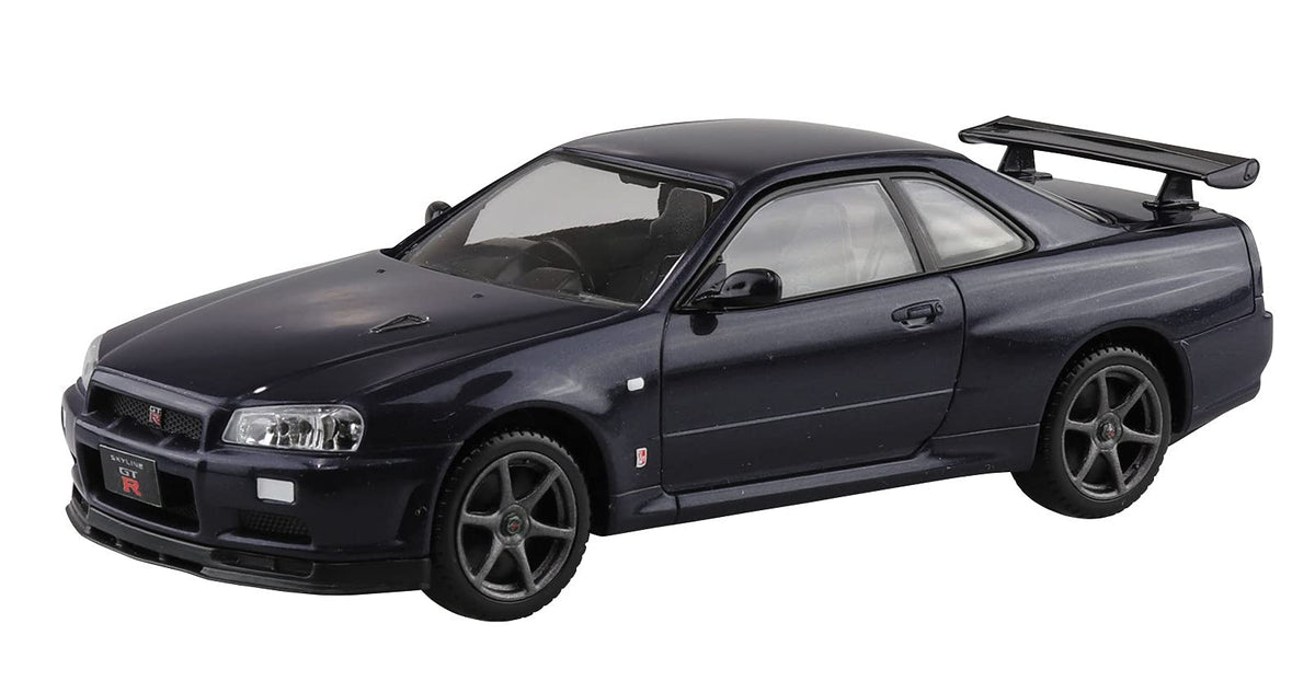 Aoshima Bunka Kyozai 1/32 The Snap Kit Series Nissan R34 Skyline GT-R Midnight Purple III Color Coded Plastic Model 11-C