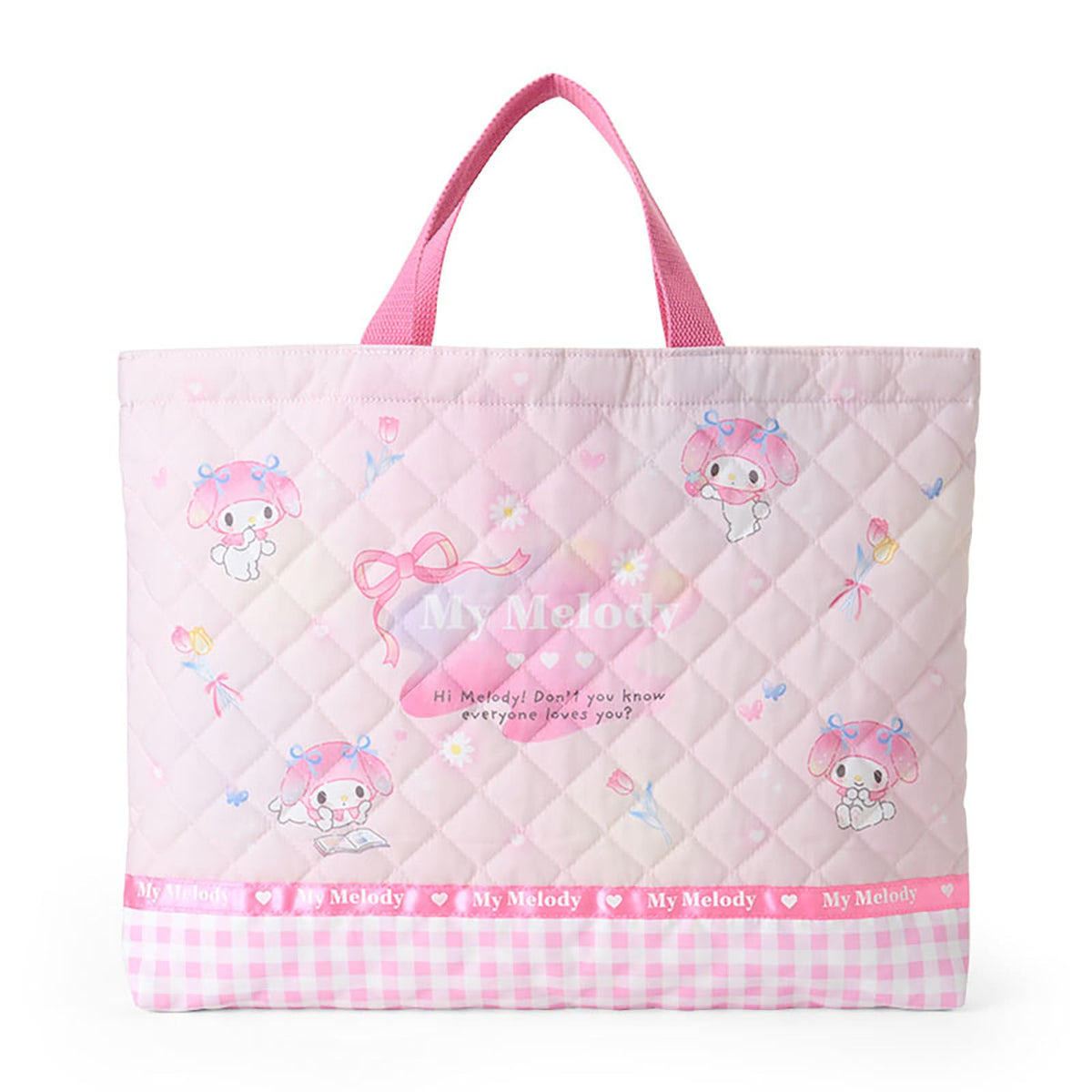 Sanrio 113760 My Melody Quilted Lesson Bag, Handbag, Okeko Bag with Loop, Name Space