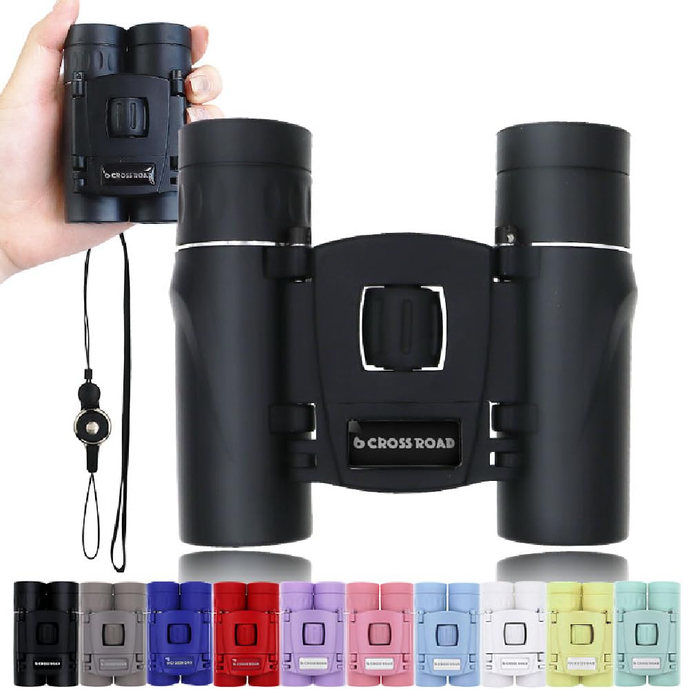 CROSSROAD 10x Binoculars for Adults and Children, Mini Pocket Binoculars, Waterproof Compact Binoculars for Bird Watching, Hunting, Concerts, Theater, Opera, Travel, Tourism, Japan Quality (Black)