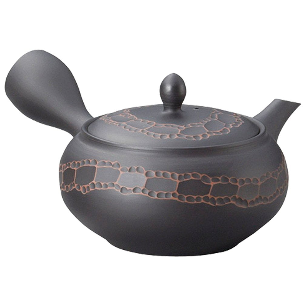 Yamashita Craft Tokoname Ware 13035960 Takaryu Black Red Muki-Cut Teapot, 9.5 fl oz (270 cc)
