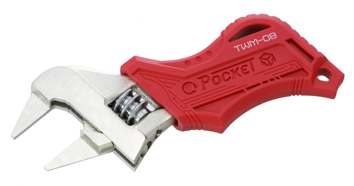 ENGINEER 110mm Stubby Pocket Sized Adjustable Wrench Spanner with Ultra Slim 2mm Jaws and comfort handle cover (TPR), TWM-08