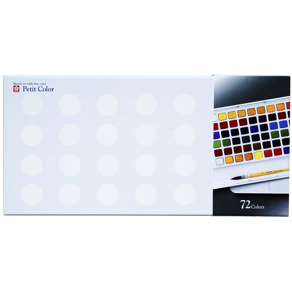 Sakura Crepas Paint NCW-72 Solid Watercolor, Petite Color, 72 Colors, Original Brush Included