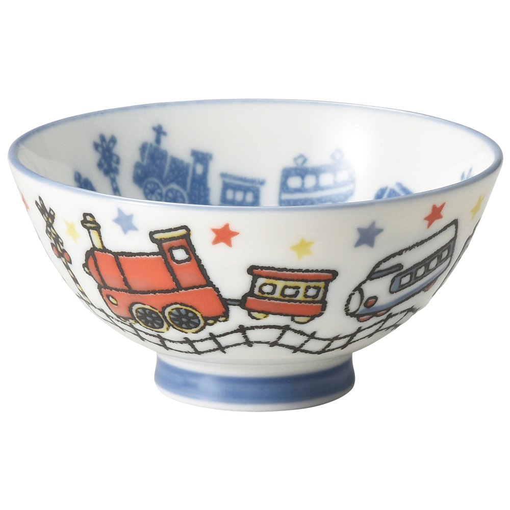 Yamashita Craft Rice Bowl, Porcelain, φ4.1 x 2.0 inches (10.5 x 5.2 cm), Train Sohei