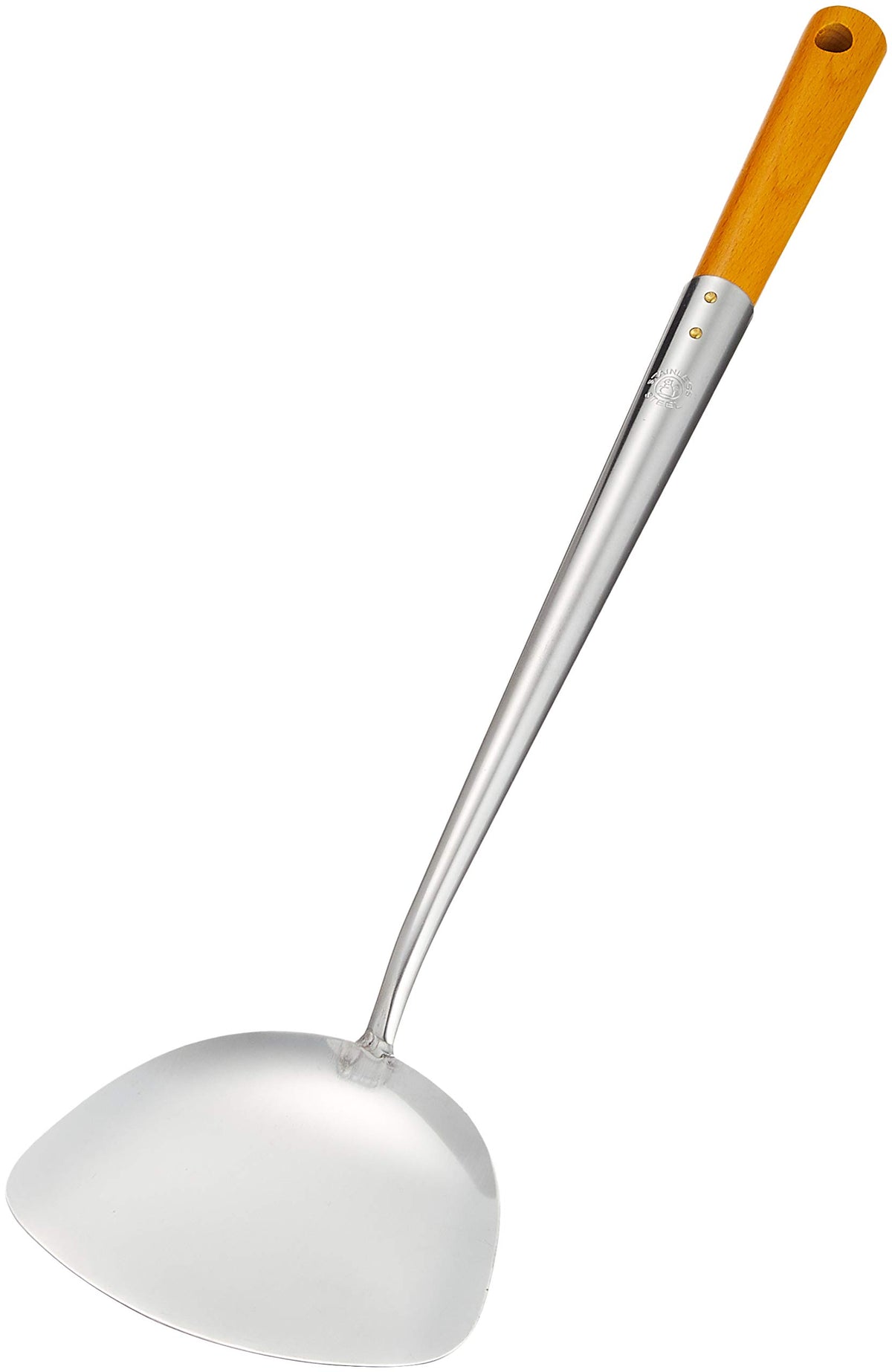 Endo Shoji ATYA101 Commercial Household Chinese Spatula, Natural Wood, Stainless Steel, Made in Japan