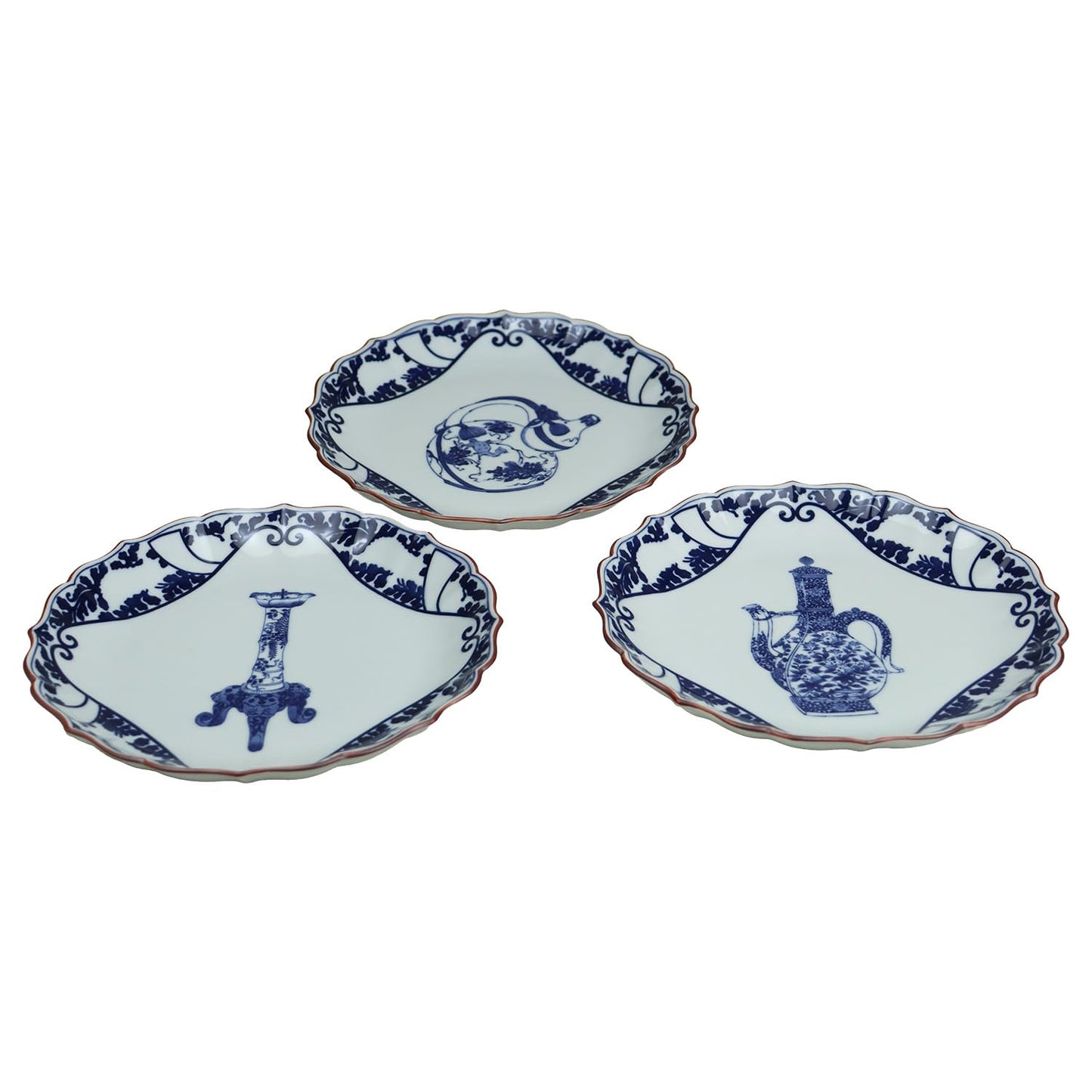 Yuitsuki Romance Kurimari Style Image Change Set of 3, Kyorai Border 7-inch Plates, Gorgeous Gorgeous, Kurimari Romance, Arita Ware, Made in Japan, Luxury Gift