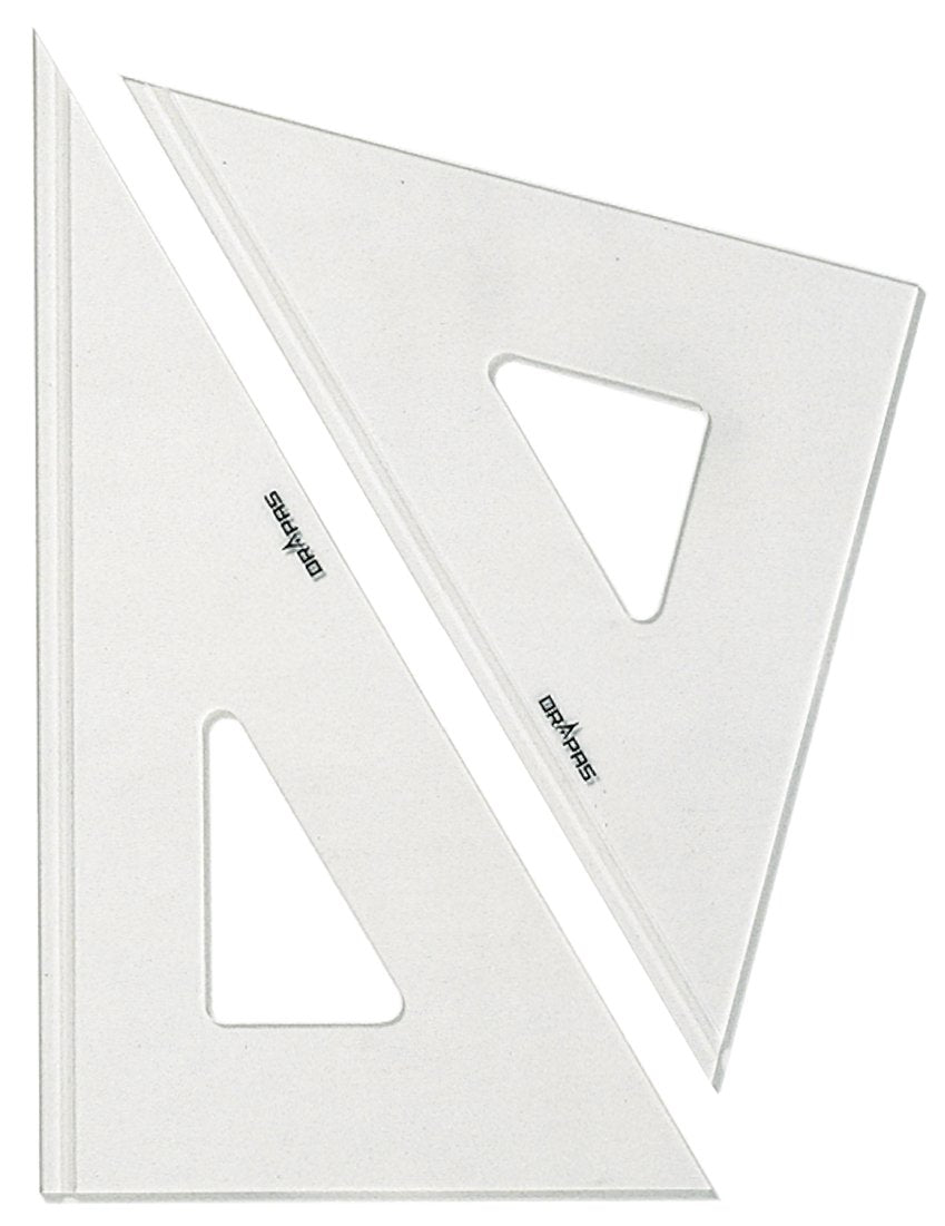 DRAPAS 13436 Triangle Ruler with Grooves, 0.1 inch (3 mm) Thick, 17.7 inches (45 cm)