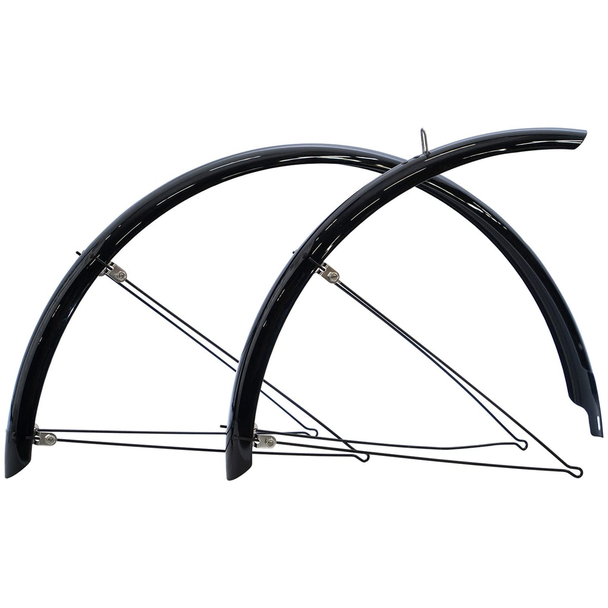 RITEWAY Bicycle Fender, Double Stay Cloth Bike Full Fender, Mud Flap, Front and Rear Set, For 700C/650B/27.5 Inches, Width 2.2 inches (55 mm), Gloss Black