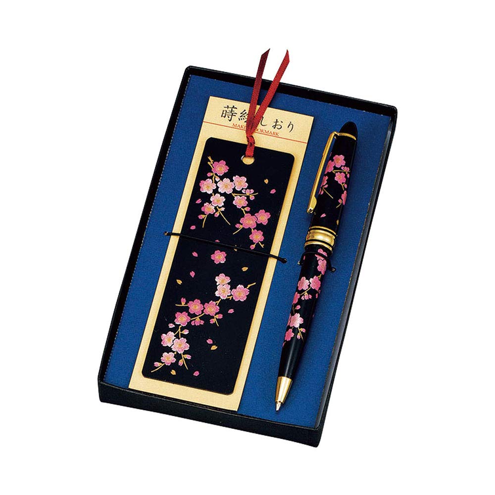 Lacquer ballpoint pen & bookmark set Sakura M15800