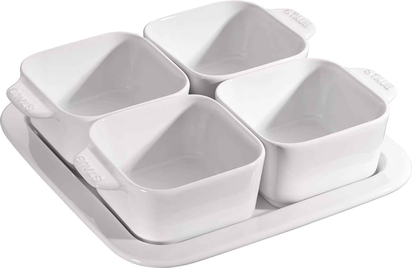 Staub 40511-586 Appetizer Set, White, Ceramic, Small Plate Set, 7.4 x 7.4 inches (18.7 x 18.7 cm), Appetizer Set
