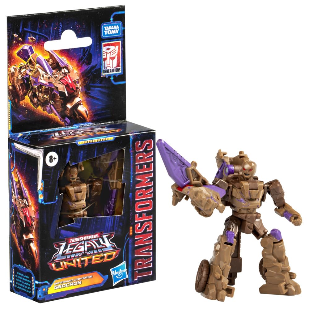 Transformers Legacy United Core Class Infernac Universe Geocron, 3.5-inch Converting Action Figure, 8+