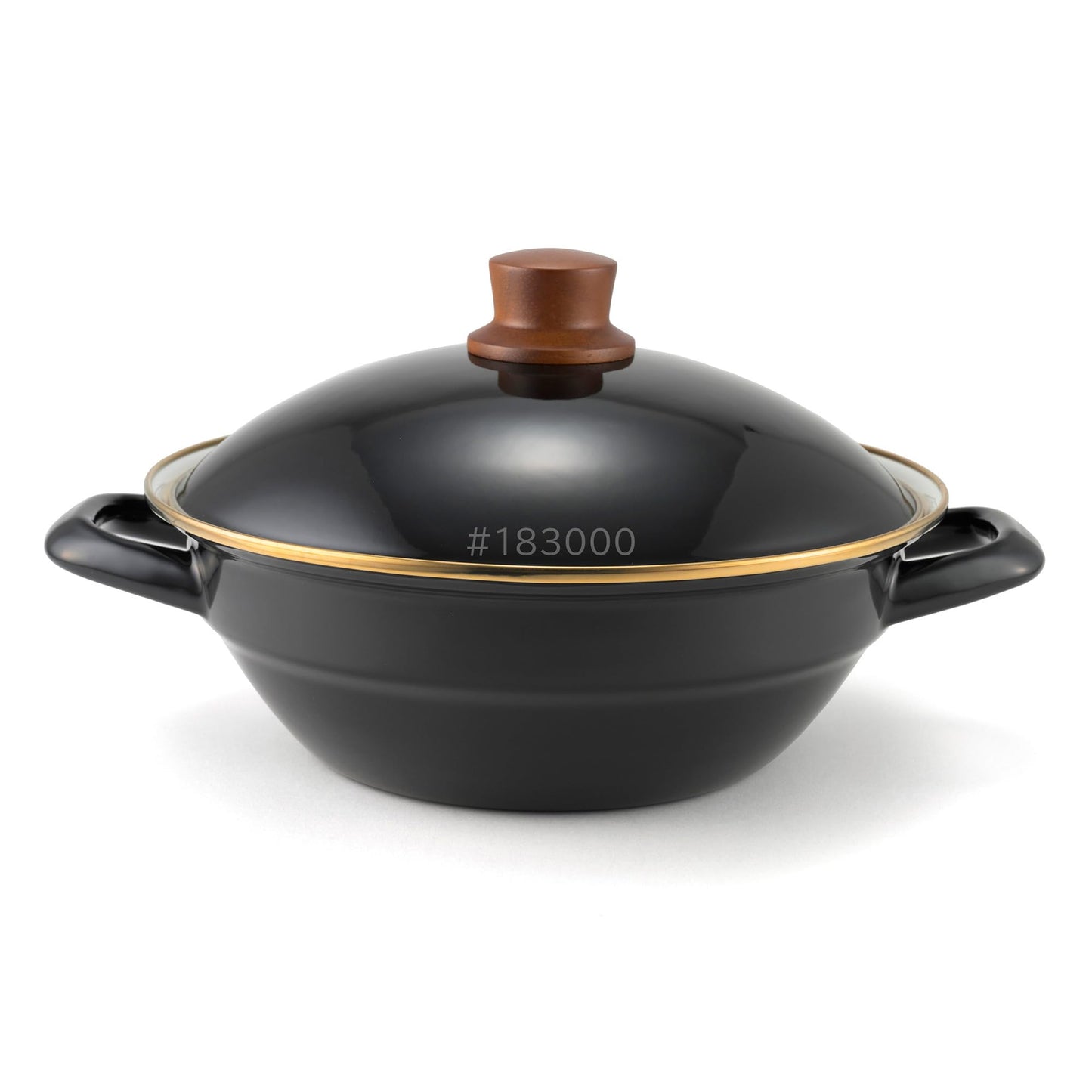 Fuji Enamel Earthenpot, Tabletop, 9.4 inches (24 cm), Lid Included, IH Gas Fire, Black, HD-24.BK
