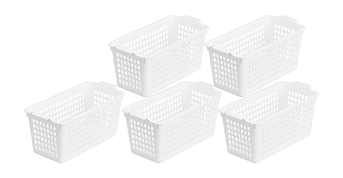 Inomata Chemical 96150 Windy 516 Storage Basket, Slim, Set of 5, White, Made in Japan