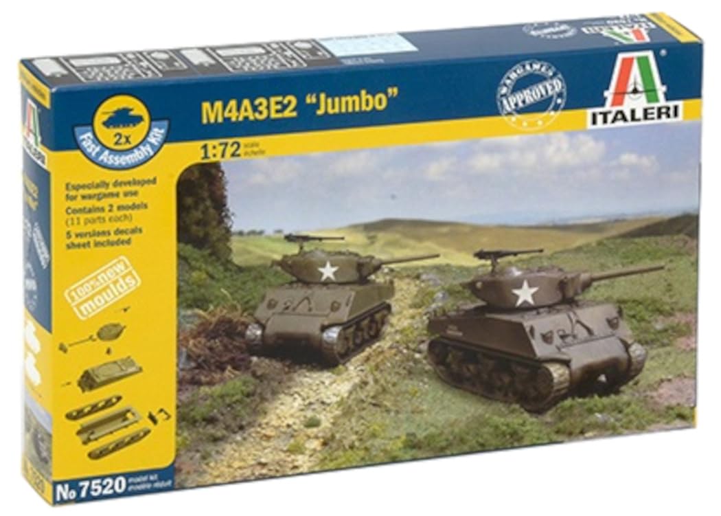 PLATZ ITALERI IT7520 1/72 WW2 AMERICAN M4A3E2 JUMBO 2 PLASTIC MODEL TANK