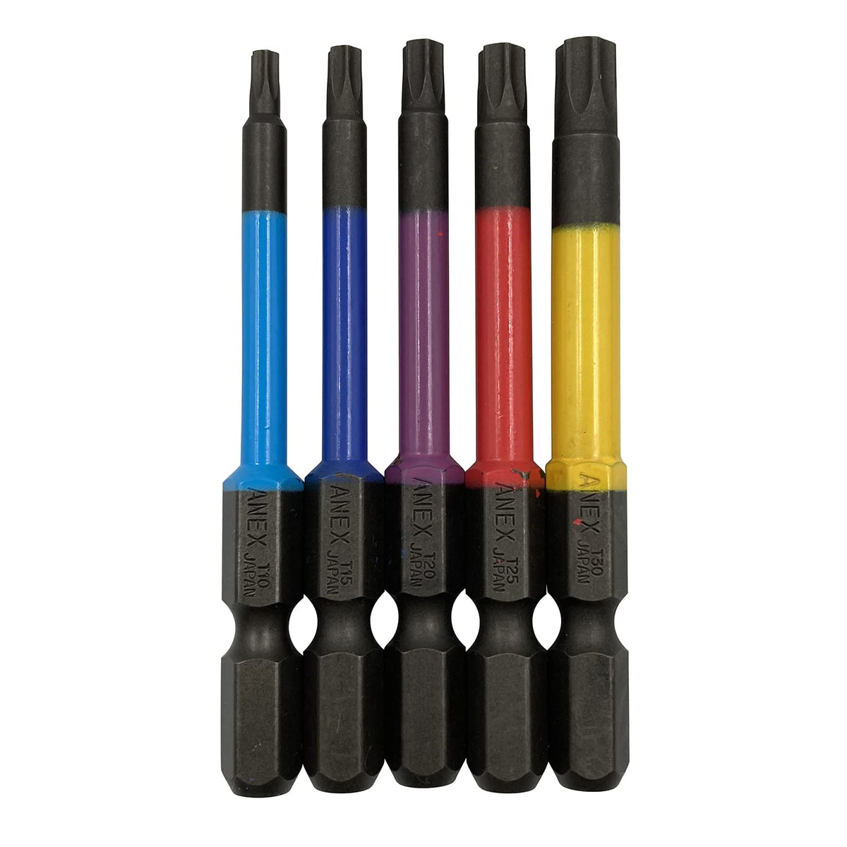 ANEX ACTX5-65L Color Bit Hex Robe, Single Head, 2.6 inches (65 mm), Storage Included, Set of 5 (T10/15/20/25/30)