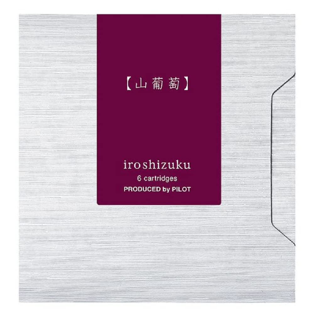 Pilot Iroshizuku Fountain Pen Ink Cartridges Yama-budo 6 Pieces IRF-6S-YB (Bordeaux Purple) with Kanji Love Sticker