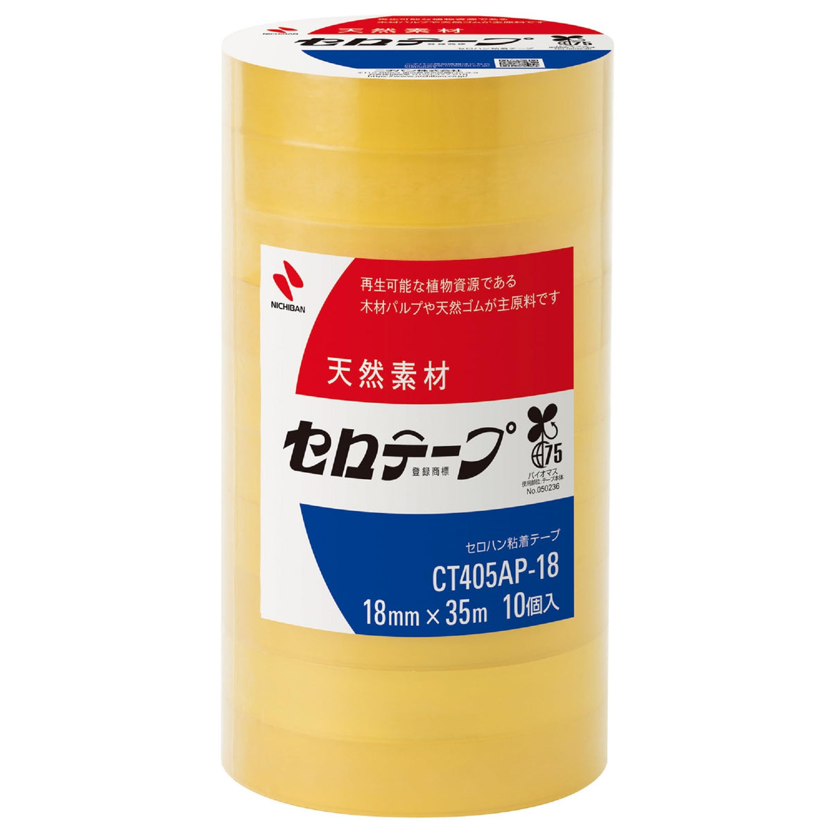 Nichiban CT405AP-18 Cellotape Large Rolls, 10 Rolls, 0.7 inches (18 mm) x 138.4 ft (35 m)