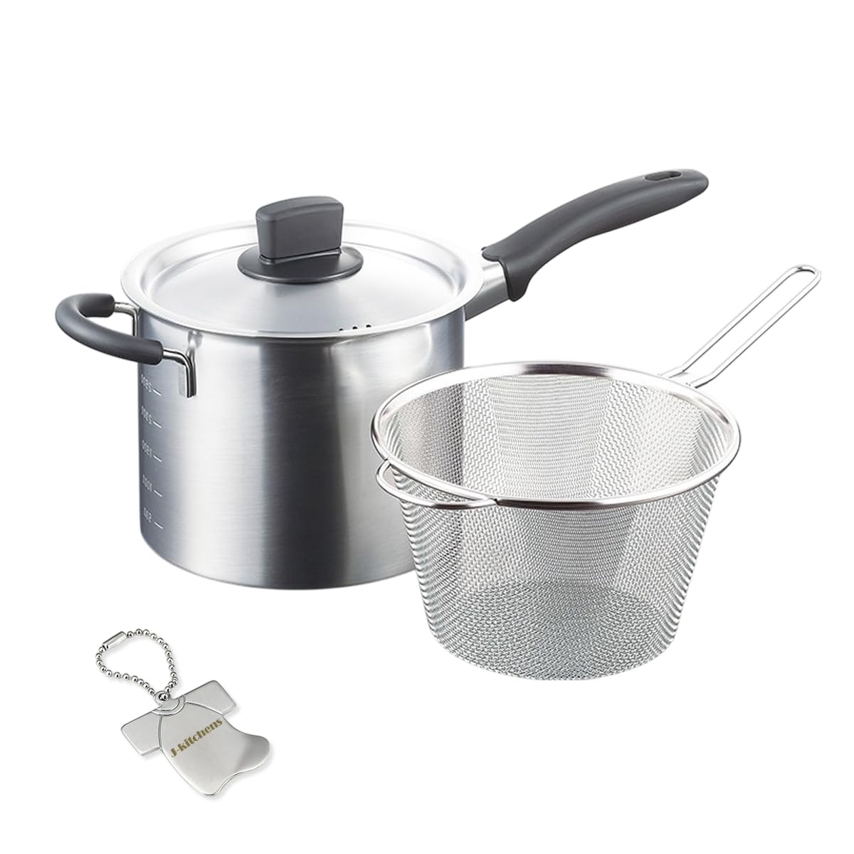J-kitchens Cooklife Single Handle Pot with Lid Anti-Roll Pasta Pot 7.1 inches (18 cm), Gas Induction Compatible, Made in Japan, Original Tag Included