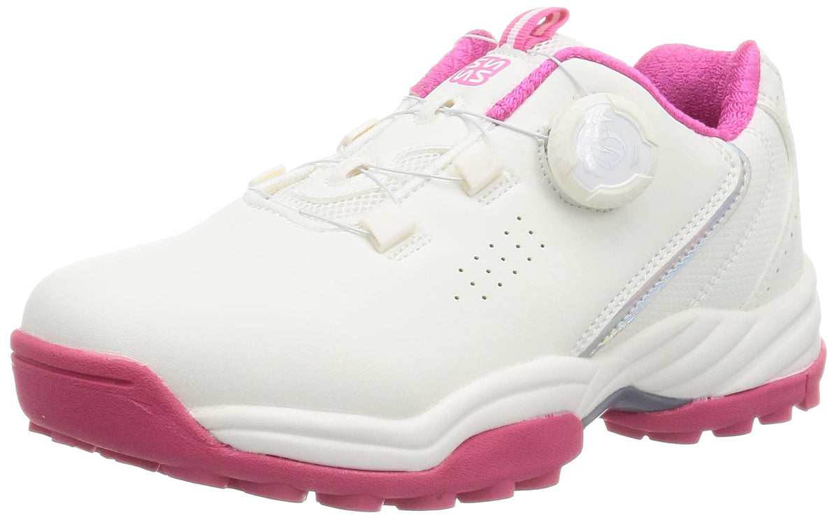Forsense Women's Dial Shoes, Spikeless Shoes, Dial Shoes, white/pink,