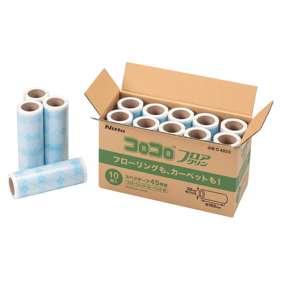 Nitoms C4823 Floor Clean Spare Tape, For Flooring and Carpet, 45 Wraps, 10 Rolls