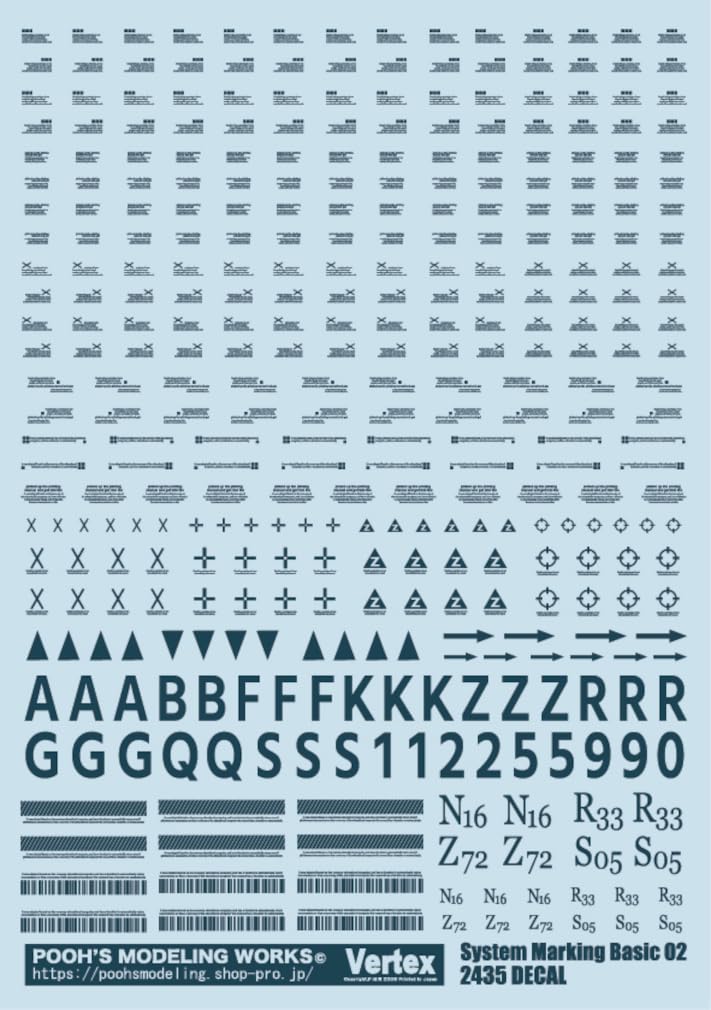 Pooh's Modeling Works Belltex System Marking Basic 02 Blue Green Plastic Model Decal SMB-02BG
