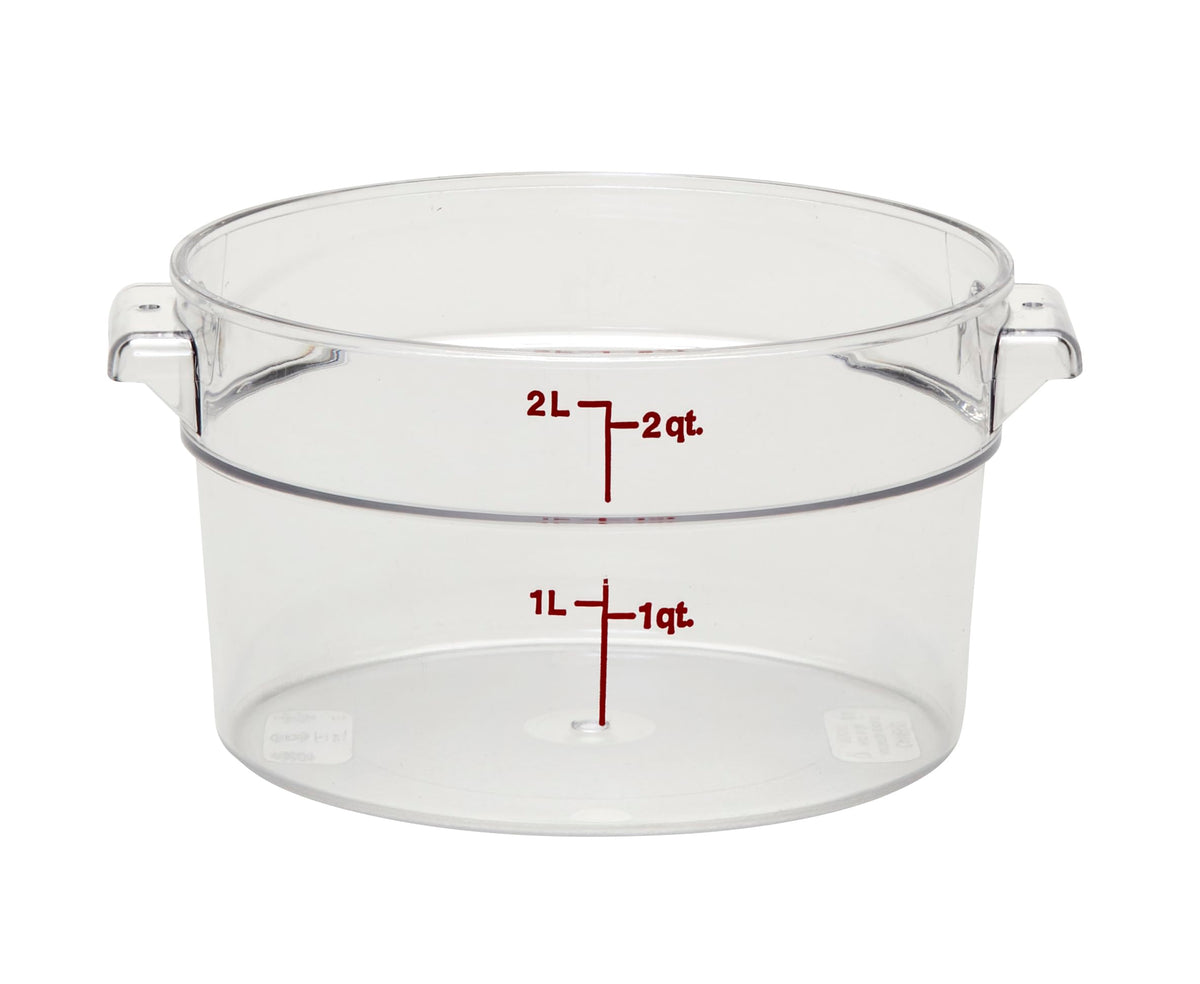 Cambro RFSCW2135 Camwear 2-Quart Round Food Storage Container, Polycarbonate, Clear, NSF