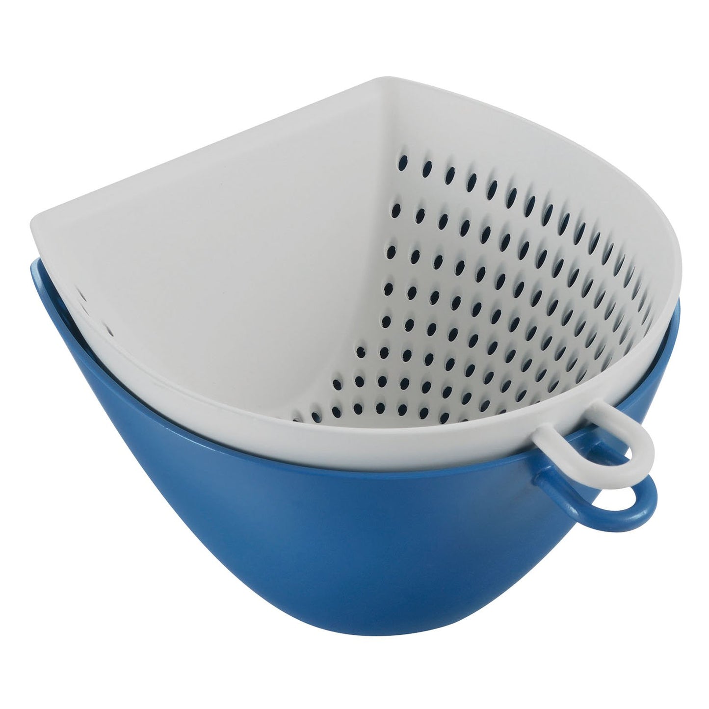 Akebono Sangyo MZ-3520 Colander Bowl Set, Blue, Made in Japan, Quickly Scoops and Moves Food Without Spilling, Even When Exposed to Running Water, Graduations, Includes Hanging Hook, Microwave Safe,