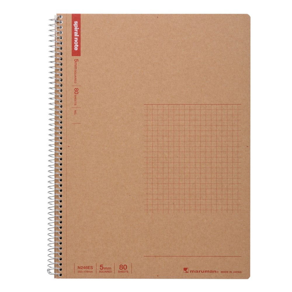 Maruman N246ES Notebook, Ring Notebook, 0.2 inch (5 mm), Square Ruled, Basic, B5, 80 Pieces, Set of 5