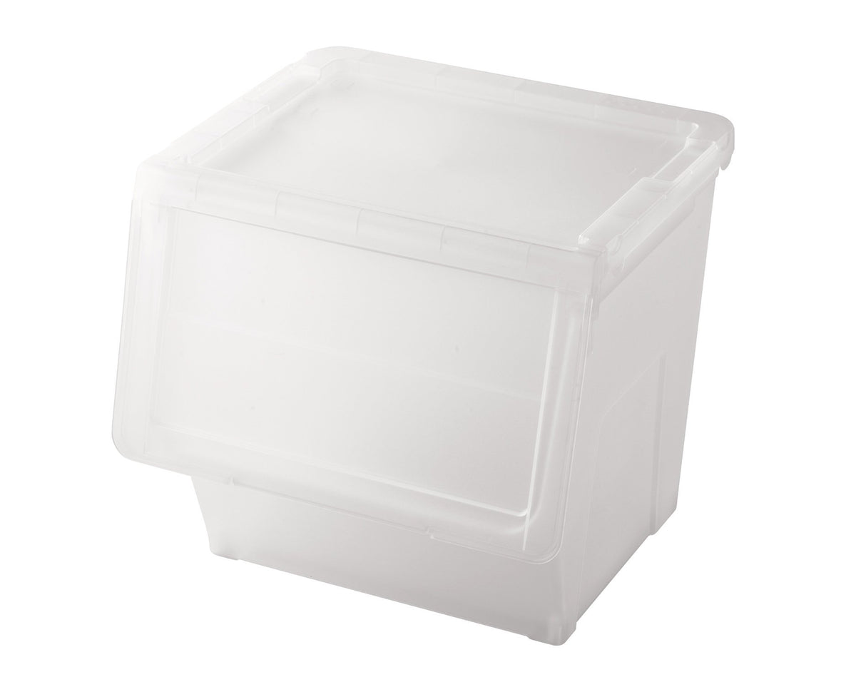 Tenma Storage Box with Flap Door, Width 17.7 x Depth 16.5 x Height 16.1 inches (45 x 42 x 41 cm), PRX Kabako L, Clear
