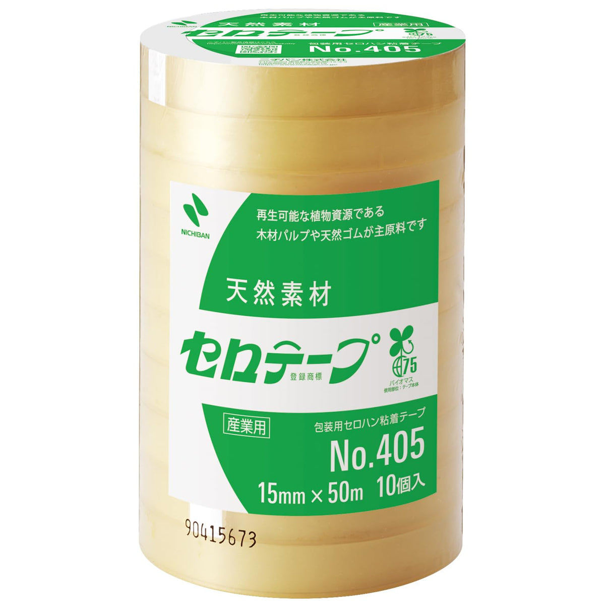 Nichiban Cellotape Large Roll Plant Series No.405 0.6 inches (15 mm) x 166.9 ft (50 m), 405-15 x 50, Pack of 10 Rolls