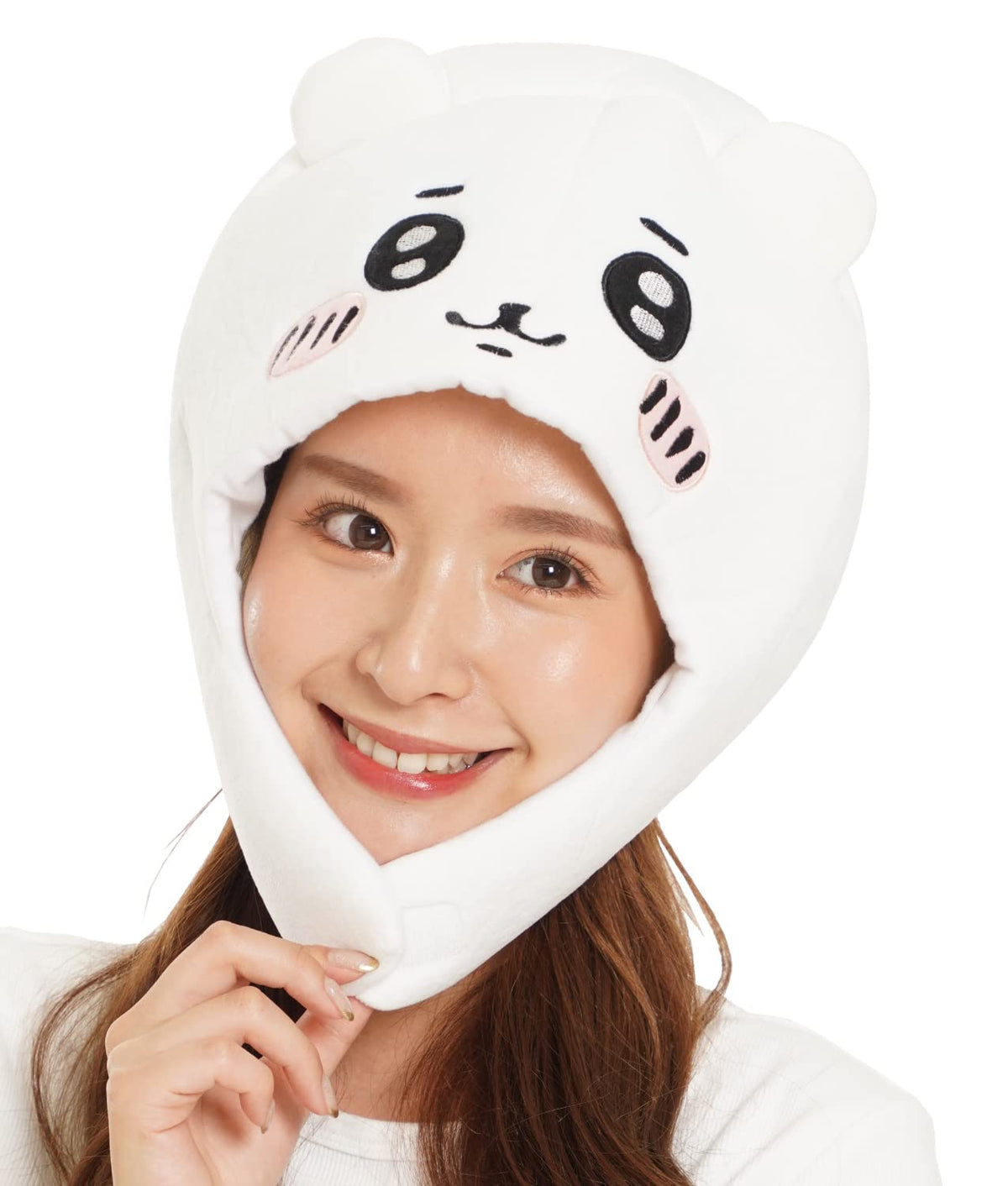 SAZAC Premium Chiikawa Kigurumi Hat - Beanie for Adults, Perfect for Halloween & Cosplay, Cozy & Warm with Strap - Luxurious Anime Cap