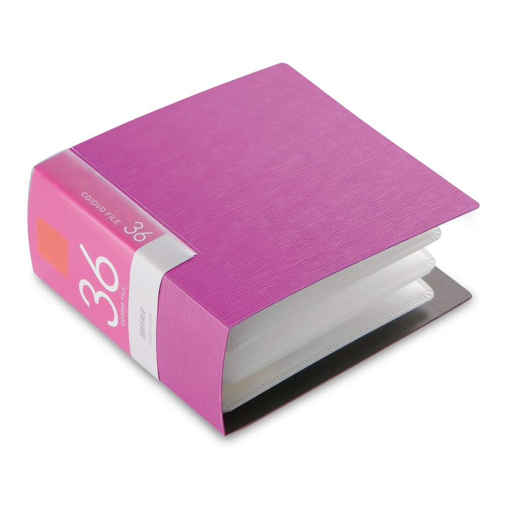 バッファロー Buffalo BSCD01F36PK CD & DVD File Case, Book Type, Holds 36 Sheets, Pink