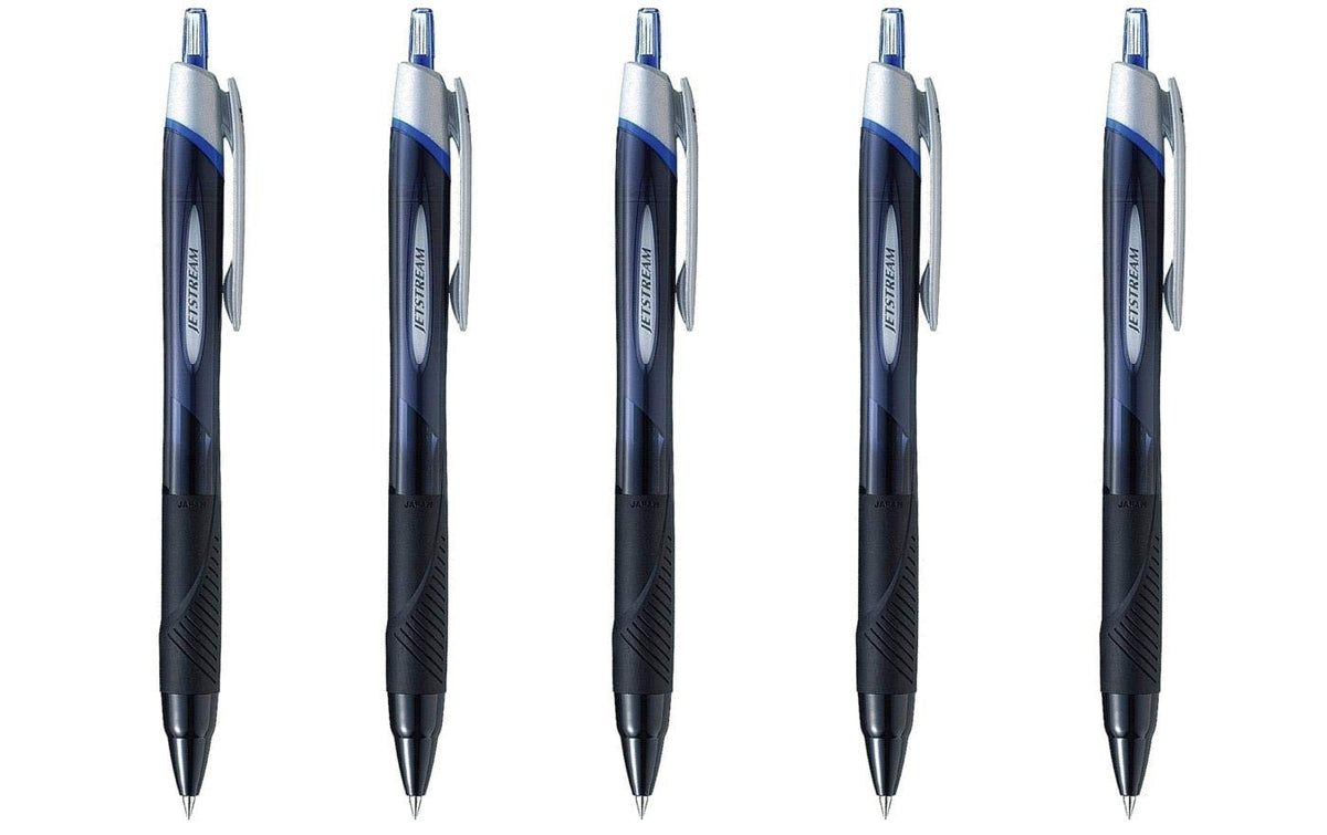 Uni-ball New Jetstream Extra Fine & ultra micro Point Retractable Roller Ball Pens,-rubber Grip Type -0.38mm-blue Ink-value Set of 5